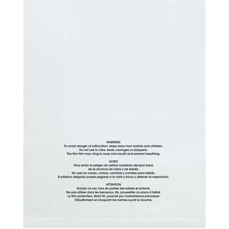 12 x 18 - 2 Mil (100 Pack) Flat Suffocation Warning Poly Bags 100/Case