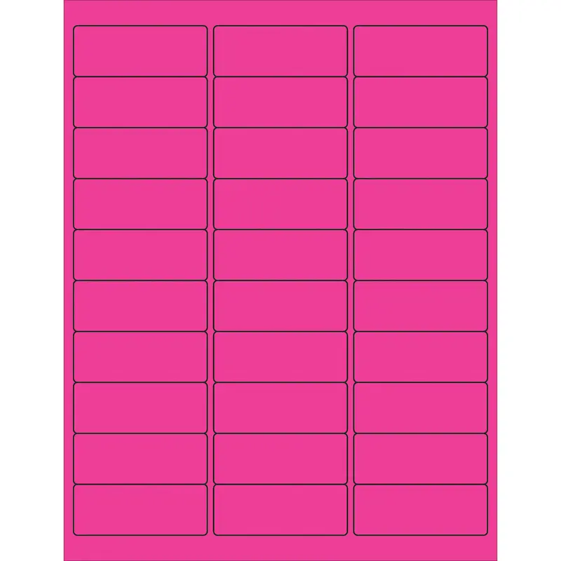 2 5/8 x 1" Fluorescent Pink Rectangle Laser Labels 3000/Case
