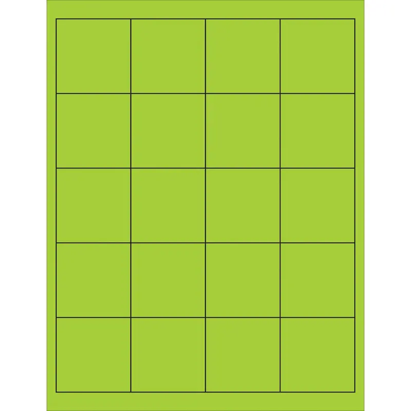 2 x 2" Fluorescent Green Rectangle Laser Labels 2000/Case