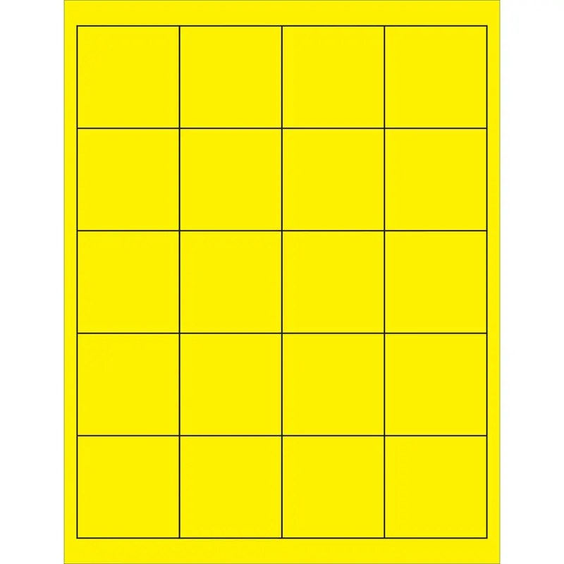 2 x 2" Fluorescent Yellow Rectangle Laser Labels 2000/Case