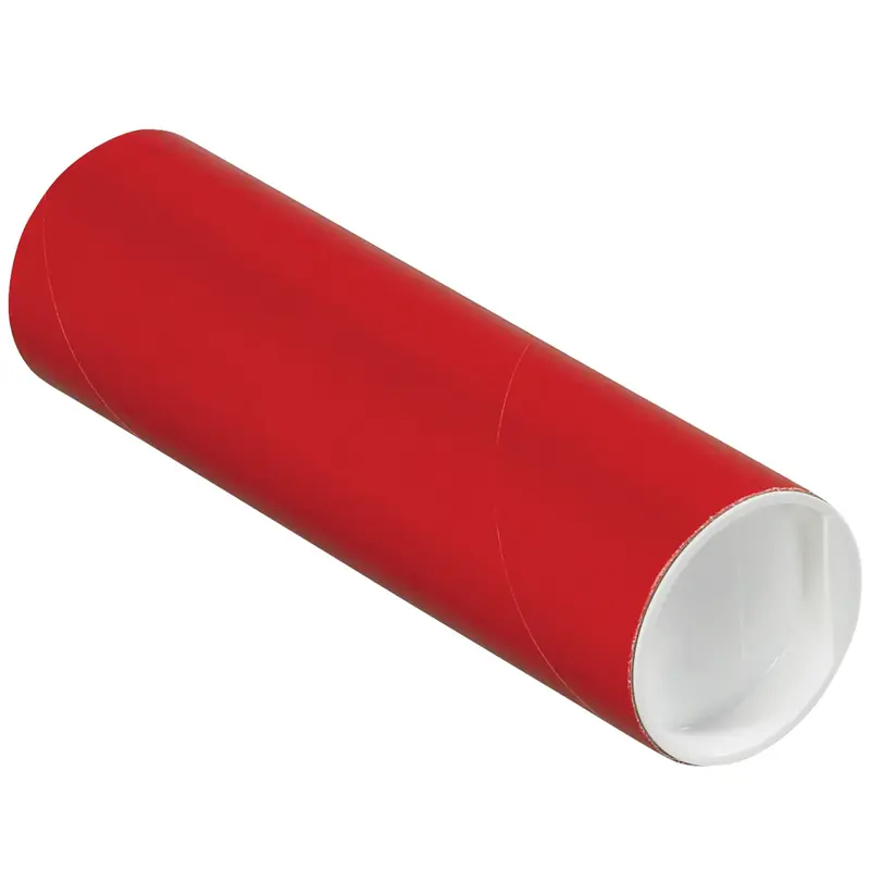 2 x 6 Red Mailing Tubes With End Caps .060 Gauge 50/Case