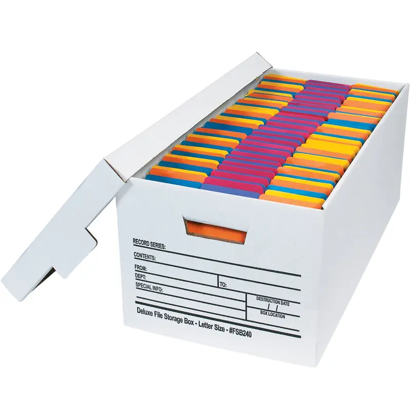 24 x 12 x 10 Letter Size 2-Piece White File Storage Box 12/Case