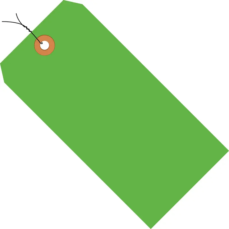 3 1/4 x 1 5/8 Fluorescent Green 13 Pt. Shipping Tags - Pre-Wired 1000/Case