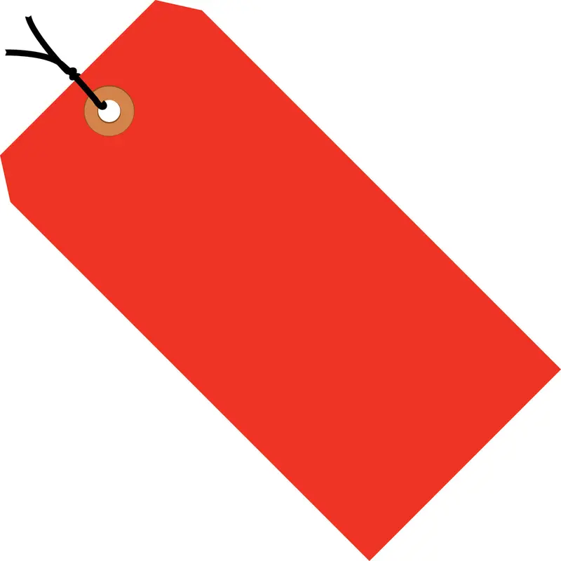 3 1/4 x 1 5/8 Fluorescent Red 13 Pt. Shipping Tags - Pre-Strung 1000/Case