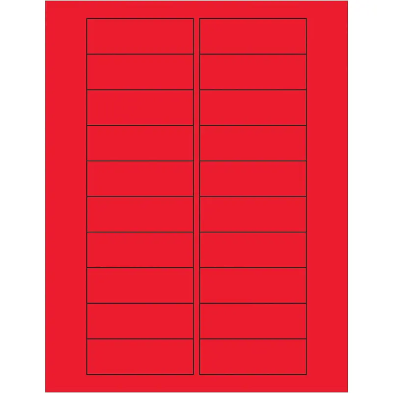 3 x 1" Fluorescent Red Rectangle Laser Labels 2000/Case