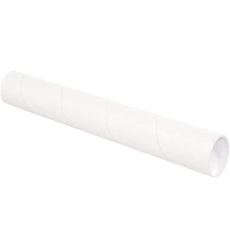 3 x 15 White Mailing Tubes With End Caps .060 Gauge 24/Case