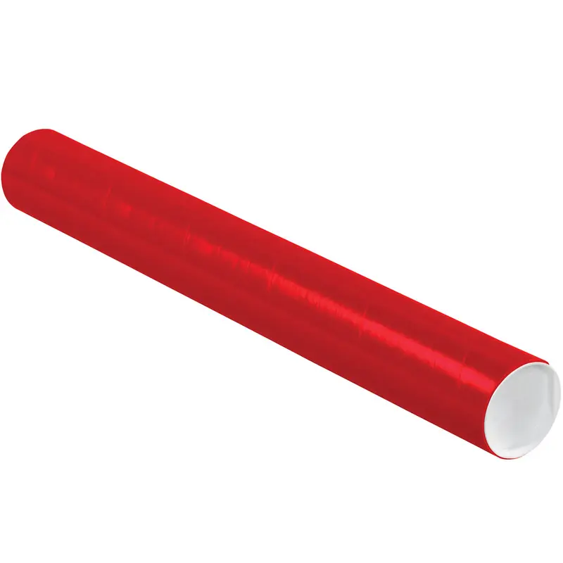 3 x 24 Red Mailing Tubes With End Caps .070 Gauge 24/Case
