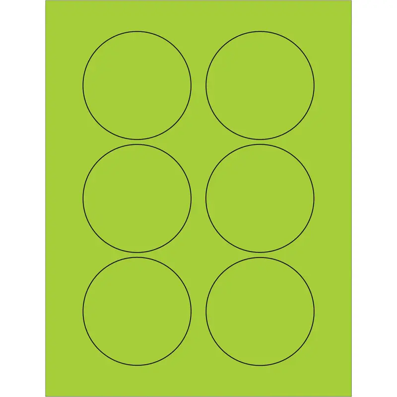 3" Fluorescent Green Circle Laser Labels 600/Case