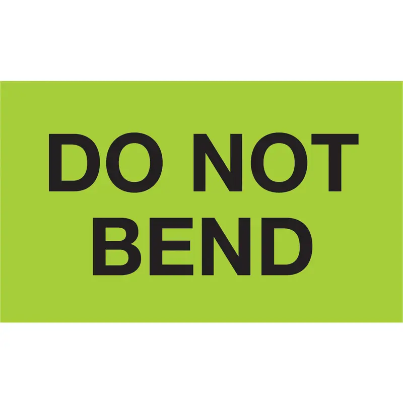 3 x 5" - "Do Not Bend" (Fluorescent Green) Labels 500/Roll