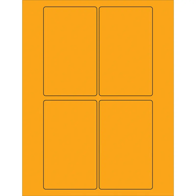3 x 5" Fluorescent Orange Rectangle Laser Labels 400/Case