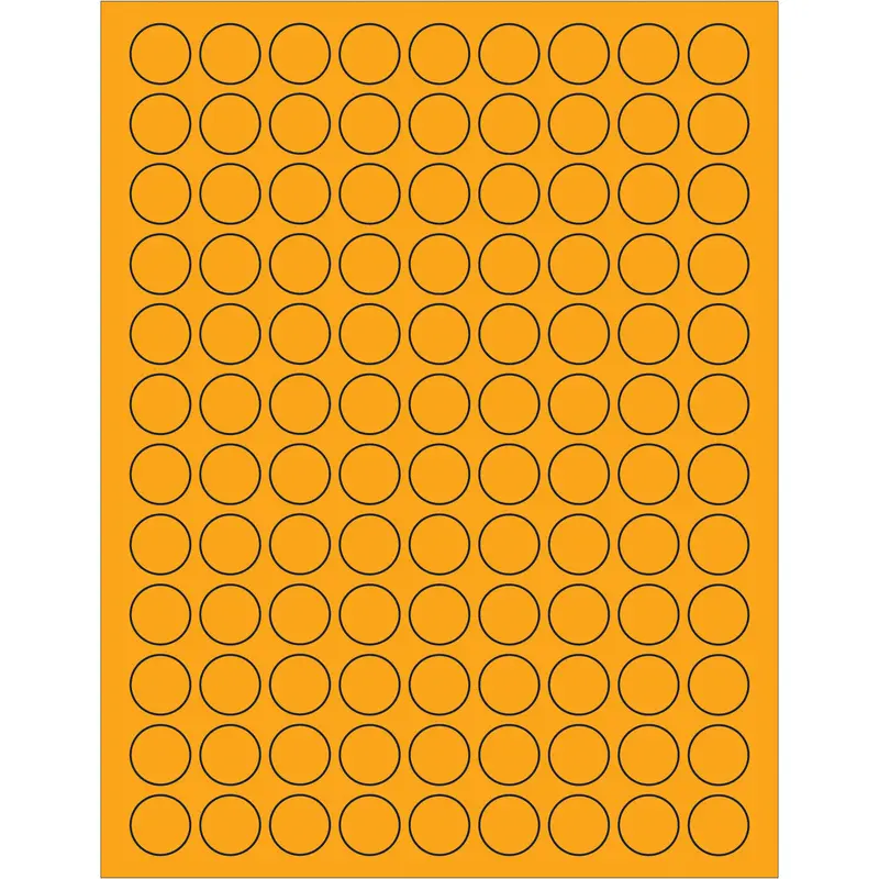 3/4" Fluorescent Orange Circle Laser Labels 10800/Case