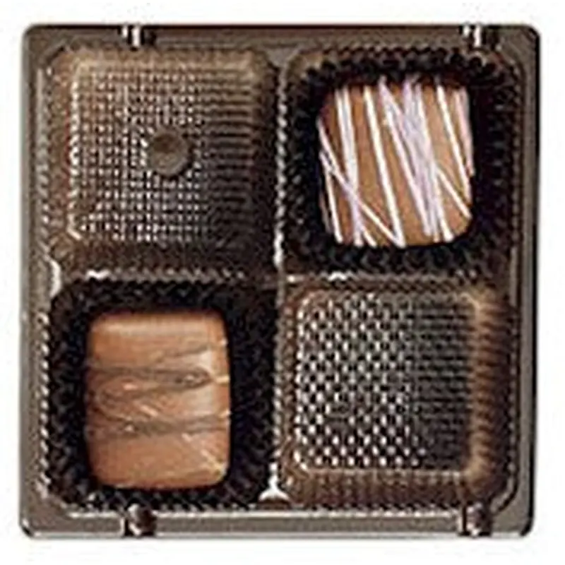 3-7/16 x 3-7/16 x 15/16 (3 oz.) Square Candy Tray Brown 4 Cavities 500/Case