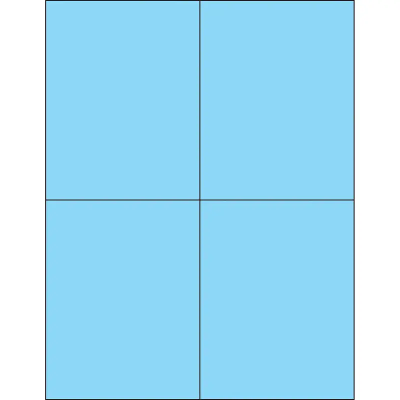 4 1/4 x 5 1/2" Fluorescent Pastel Blue Rectangle Laser Labels 400/Case