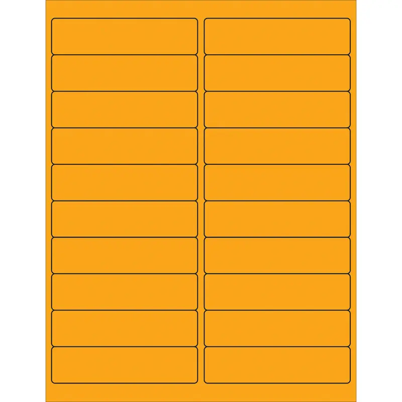 4 x 1" Fluorescent Orange Rectangle Laser Labels 2000/Case