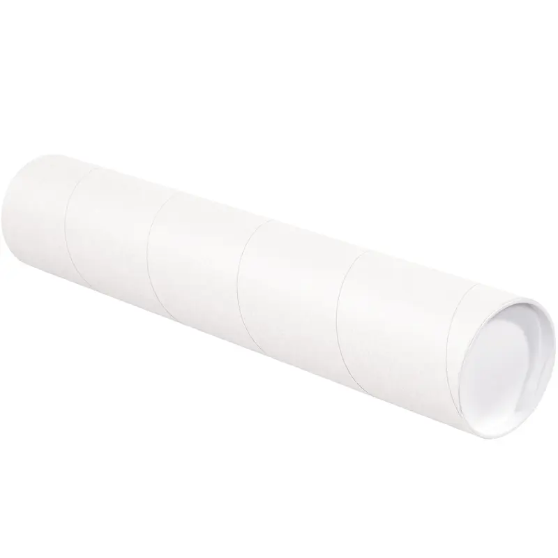 4 x 48 White Mailing Tubes With End Caps .080 Gauge 15/Case