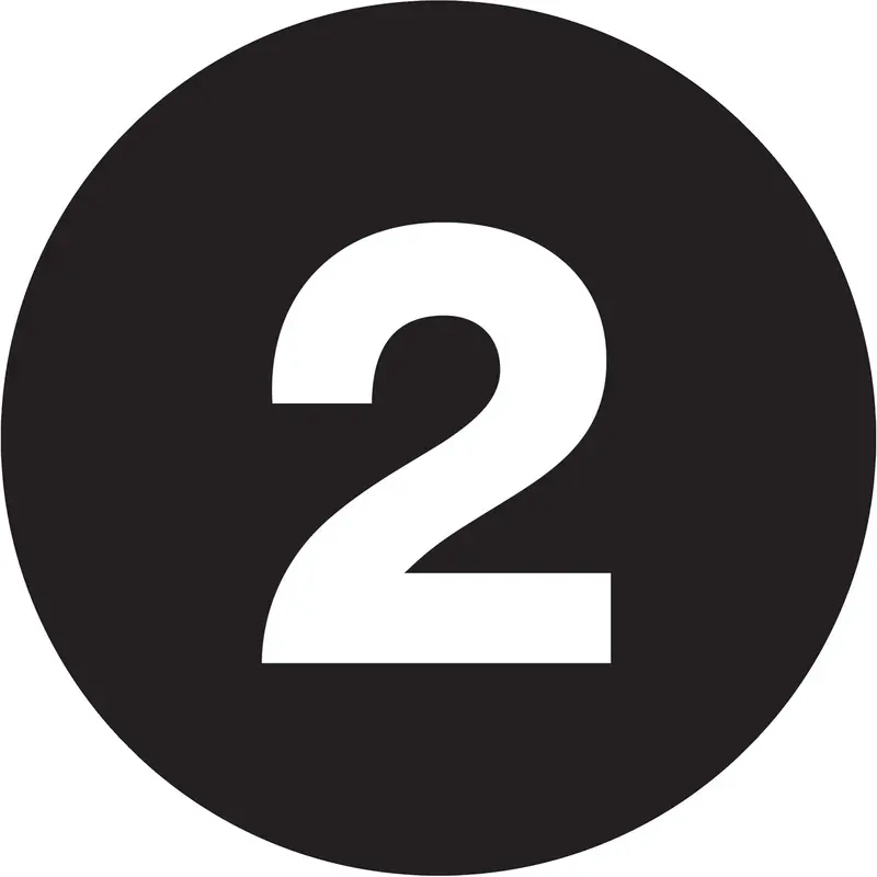 4" Circle - "2" (Black) Number Labels 500/Roll