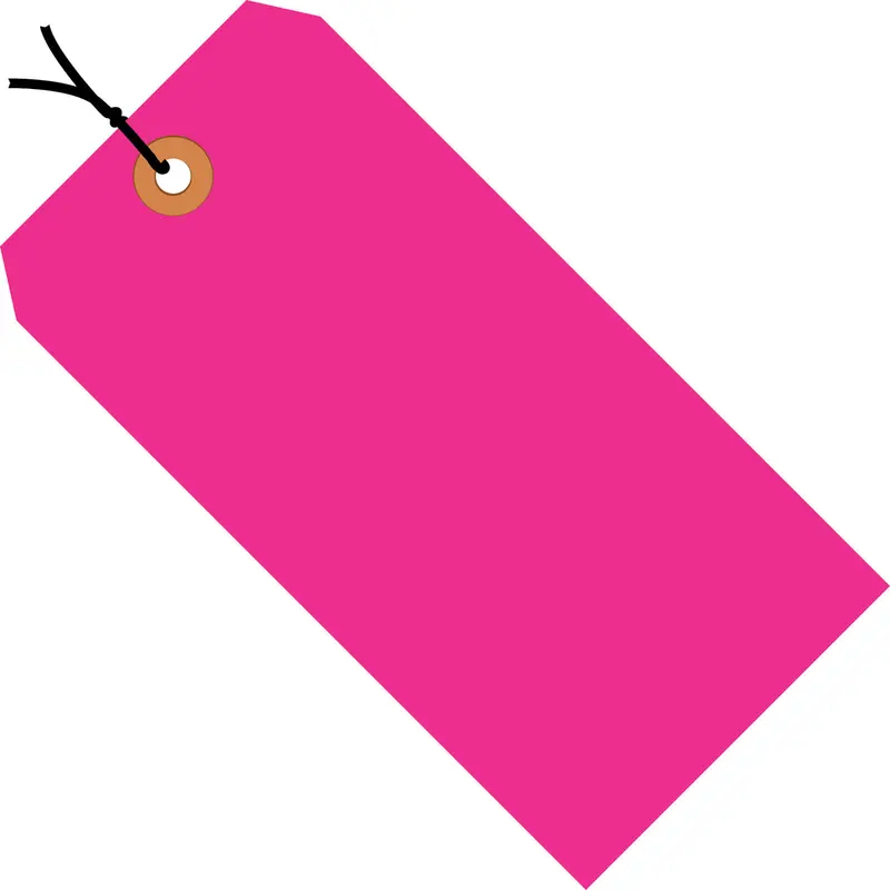 5 1/4 x 2 5/8 Fluorescent Pink 13 Pt. Shipping Tags - Pre-Strung 1000/Case