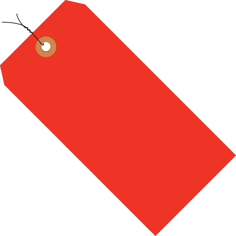 5 3/4 x 2 7/8 Fluorescent Red 13 Pt. Shipping Tags - Pre-Wired 1000/Case
