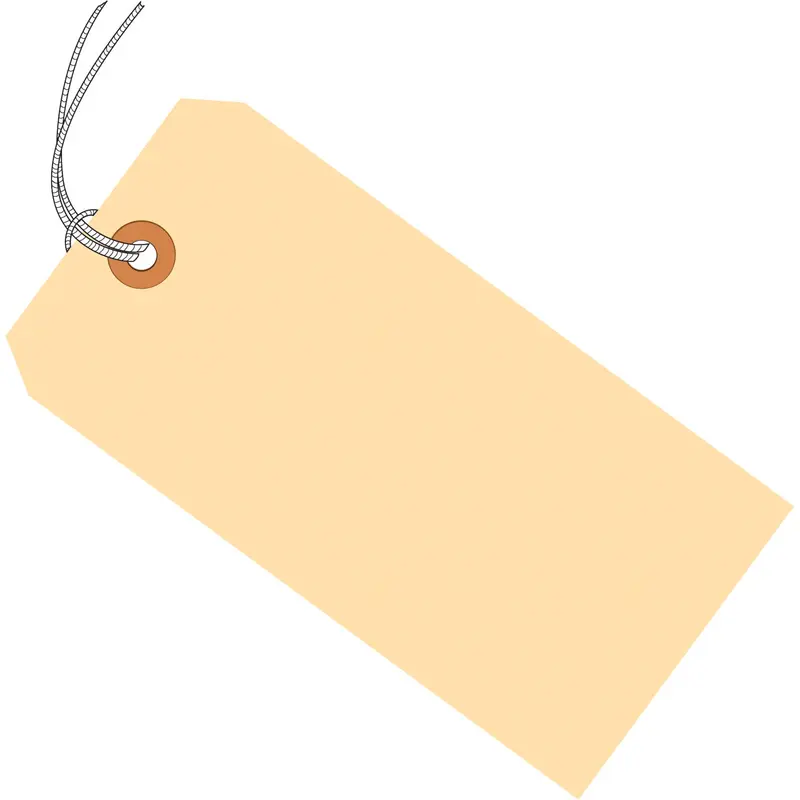 5-1/4 x 2-5/8 Pre-Strung Manila Tags (THIN BOARD - 10 POINT) 1000/Case
