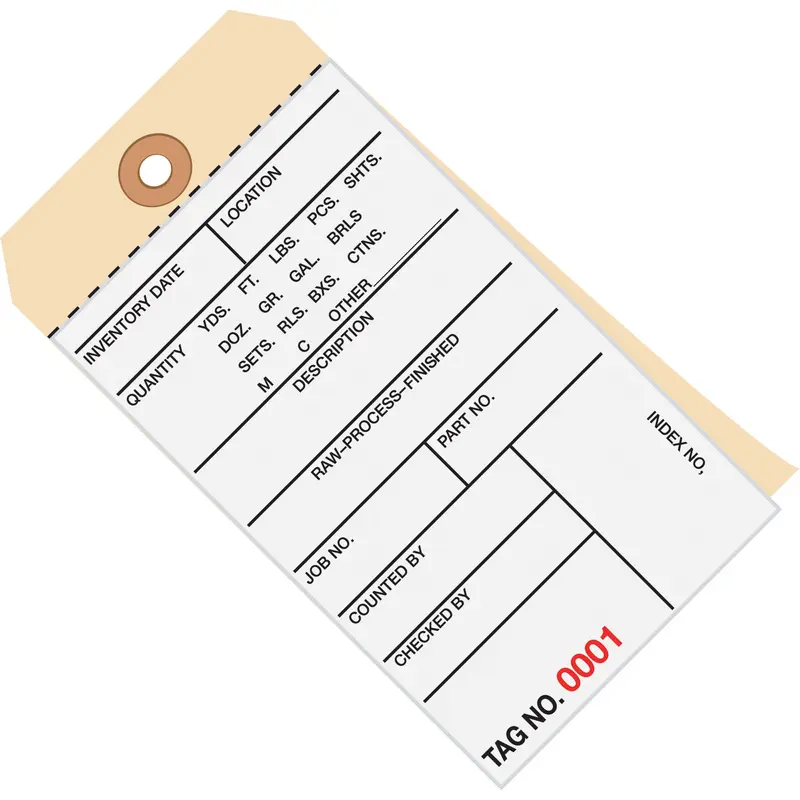 6 1/4 x 3 1/8 - (10000-10499) Inventory Tags 2 Part Carbonless # 8 500/Case