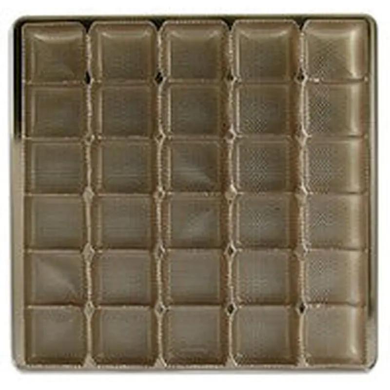 9-3/4 x 9-3/4 x 1-15/16 (24 oz.) Square Candy Tray Gold 30 Cavities 500/Case