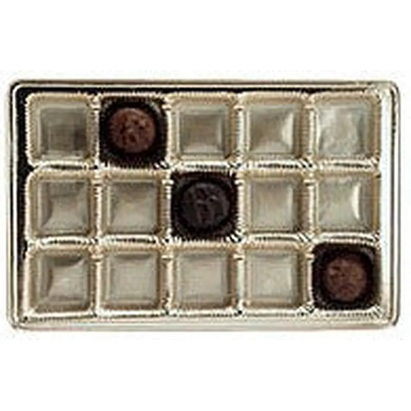 9-3/8 x 6 x 15/16 (1 lb.) Rectangular Candy Tray Gold 15 Cavities 500/Case