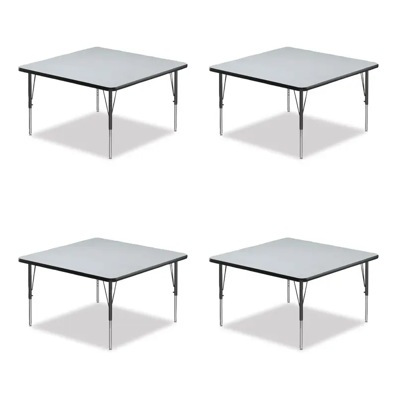 Adjustable Activity Tables, Square, 48" x 48" x 19" to 29", Gray Top, Black Legs, 4/Pallet