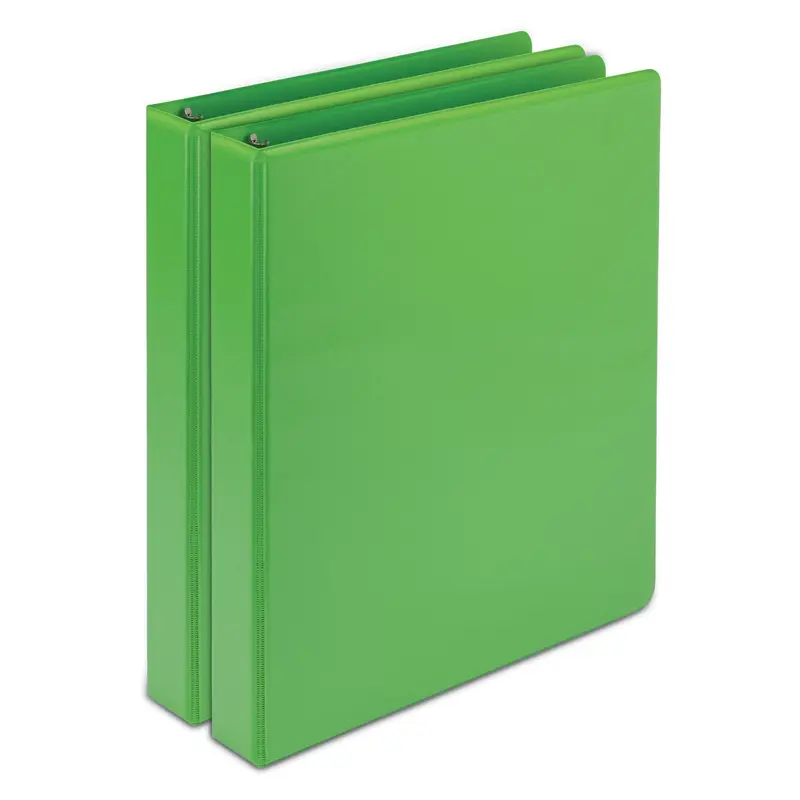 Earths Choice Plant-Based Durable Fashion View Binder, 3 Rings, 1" Capacity, 11 x 8.5, Lime, 2/Pack