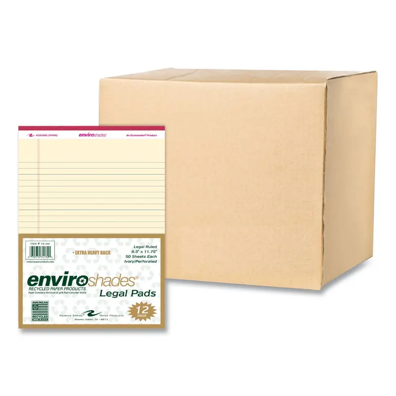 Enviroshades Legal Notepads, 50 Ivory 8.5 x 11.75 Sheets, 72 Notepads/Carton