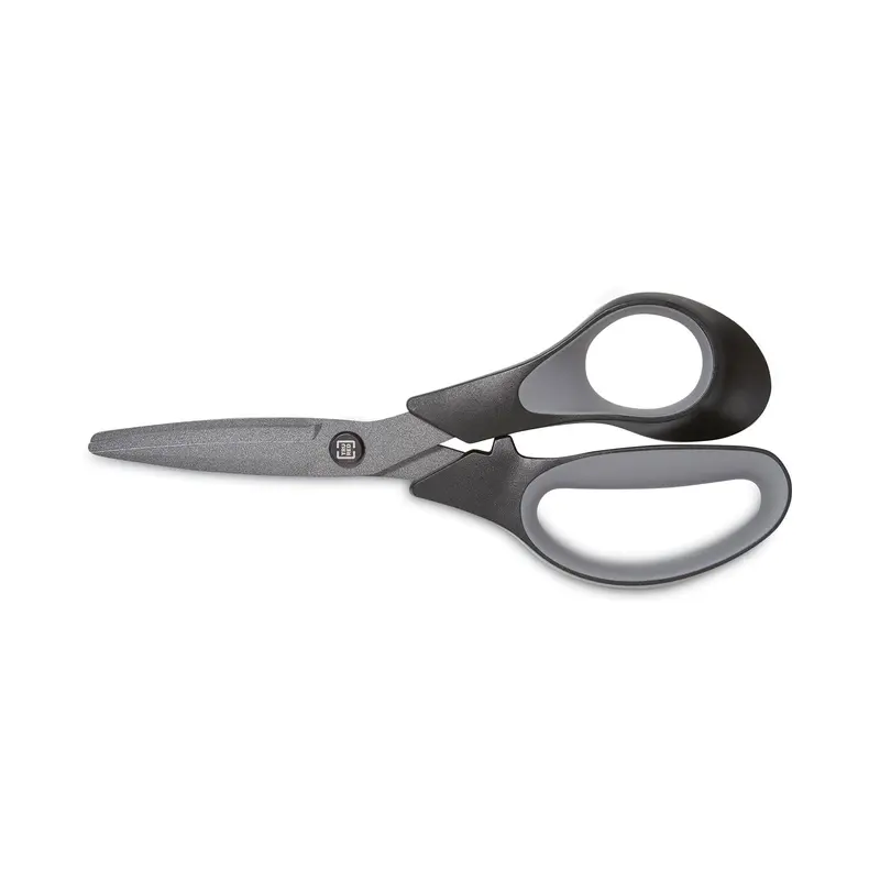 Non-Stick Titanium-Coated Scissors, 7" Long, 2.88" Cut Length, Straight Black/Gray Handle, Gun-Metal Gray Blades