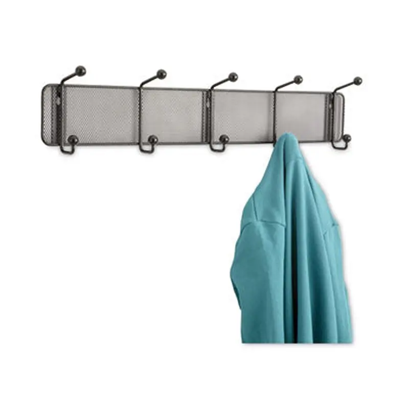 Onyx Mesh Wall Racks, 5 Hook, 26.75w x 3d x 5.5h, Black