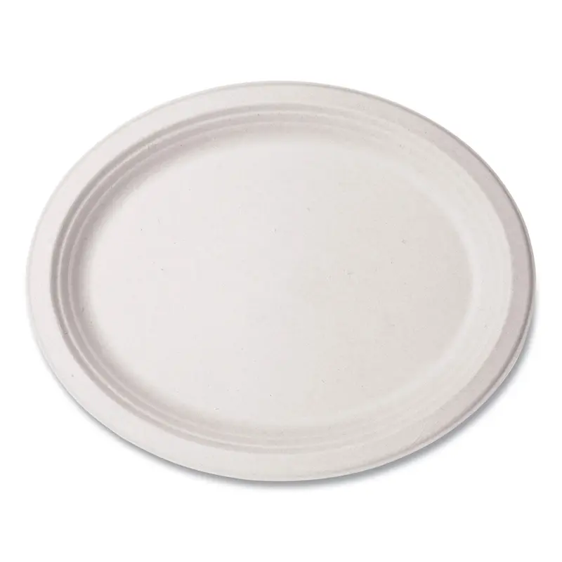 Nourish Molded Fiber Tableware, Compostable, Platter, 8 x 10 x 1, White, 500/Carton