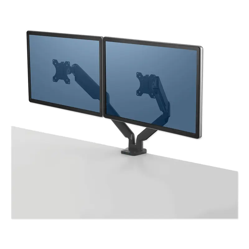 Platinum Series Dual Monitor Arm for 27" Monitors, 360 deg Rotation,  85 deg/-20 deg Tilt, 360 deg Pan, Black, Supports 20 lb