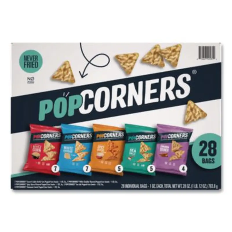 PopCorners Popped Corn Chips Snacks Variety Pack, Assorted Flavors, 1 oz Bag, 28/Pack