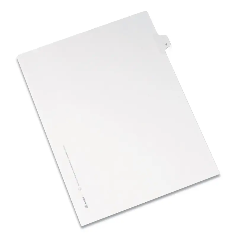 Preprinted Legal Exhibit Side Tab Index Dividers, Allstate Style, 26-Tab, V, 11 x 8.5, White, 25/Pack