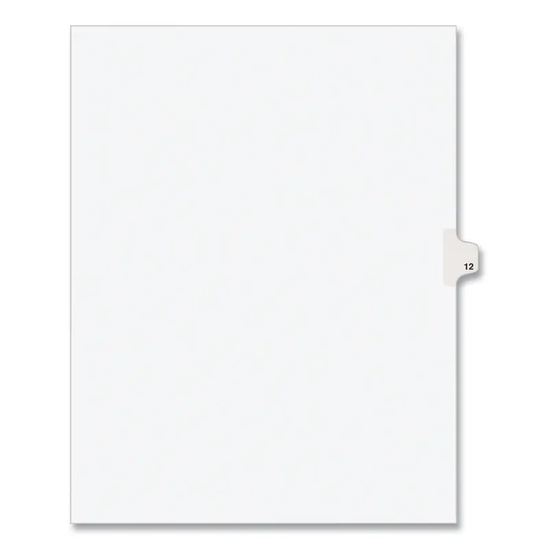 Preprinted Legal Exhibit Side Tab Index Dividers, Avery Style, 10-Tab, 12, 11 x 8.5, White, 25/Pack