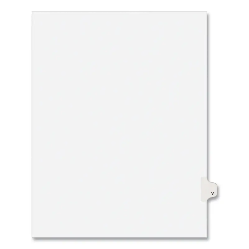Preprinted Legal Exhibit Side Tab Index Dividers, Avery Style, 26-Tab, V, 11 x 8.5, White, 25/Pack, (1422)