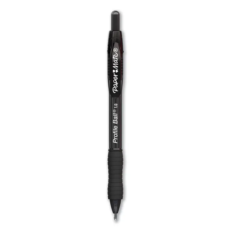 Profile Ballpoint Pen, Retractable, Medium 1 mm, Black Ink, Translucent Black Barrel, 36/Pack