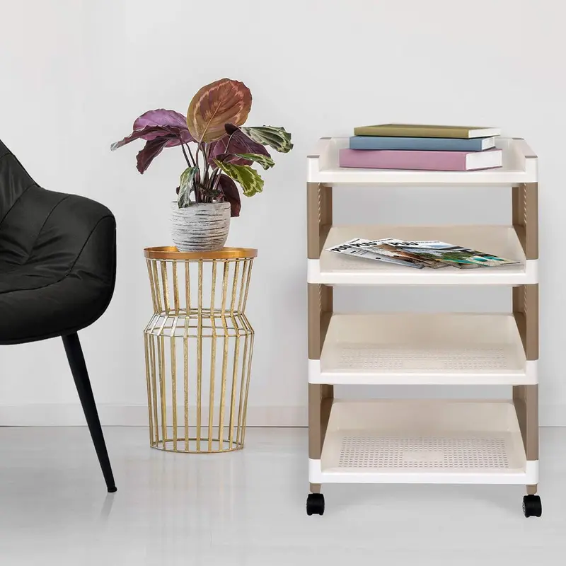 (Net) 4-Layer Foldable Sliding Drawer Storage Bins - Your Ultimate Space-Saving SolutionWhite