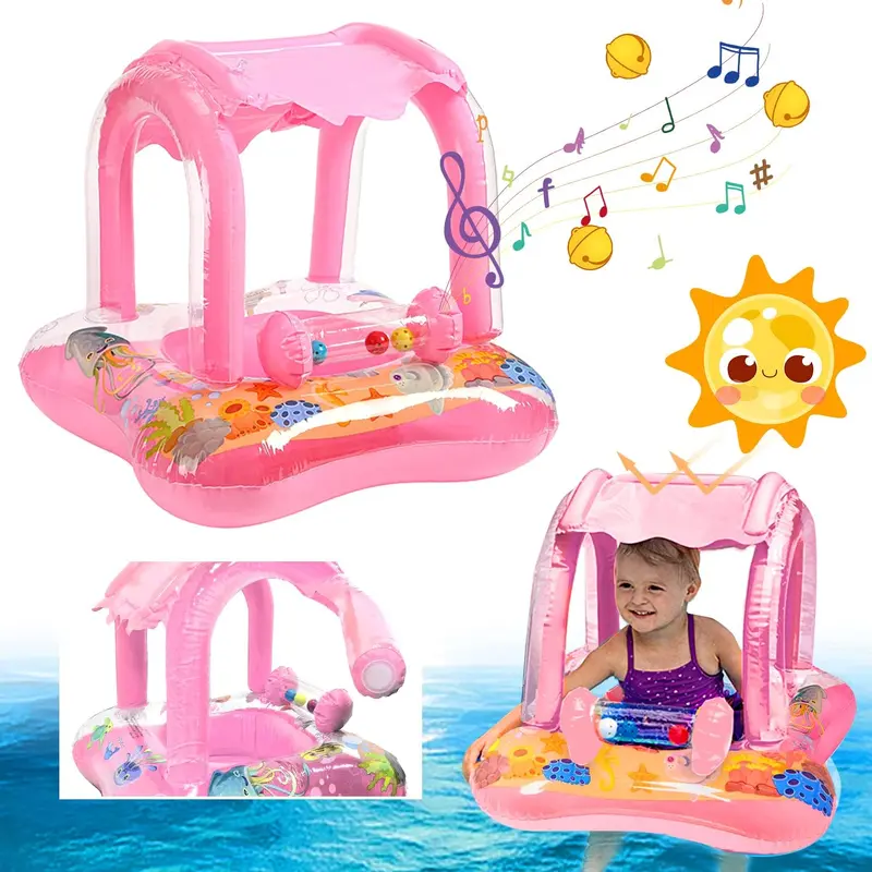 (NET) Baby Swimming Ring with Sun CanopyBlue