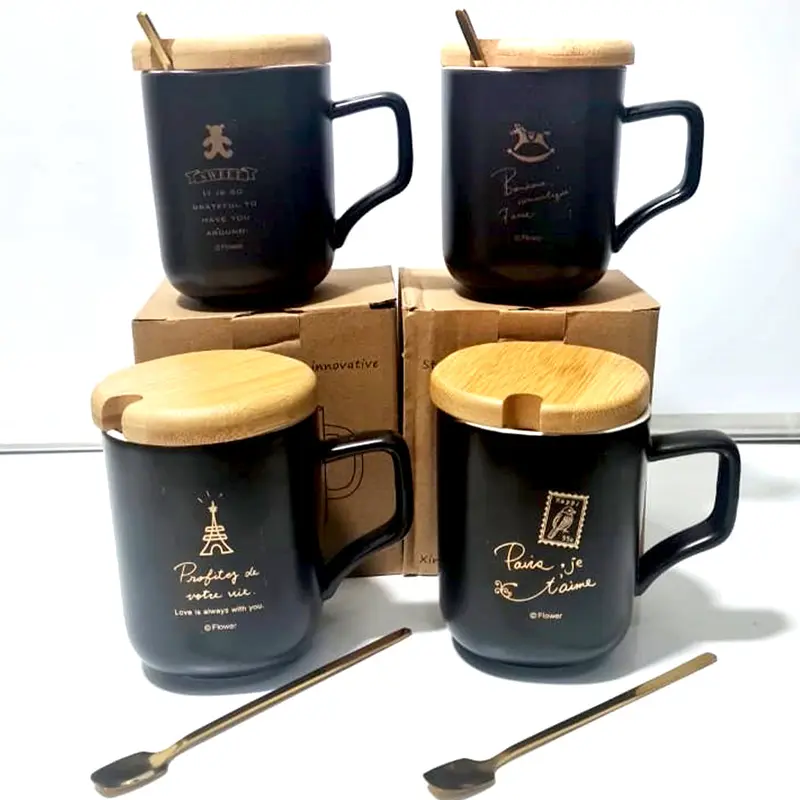(Net) Elegant Black Ceramic CupEvil Tower