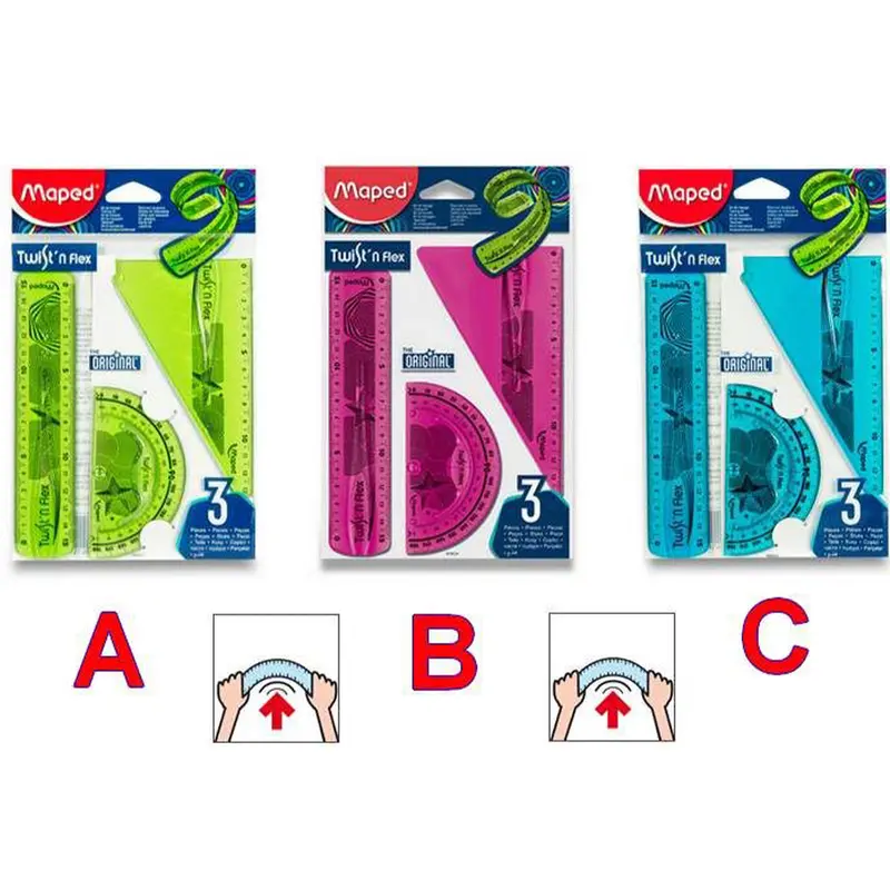 (NET) Maped Ruler 15cm Twist n Flex 3pcSetBLUE
