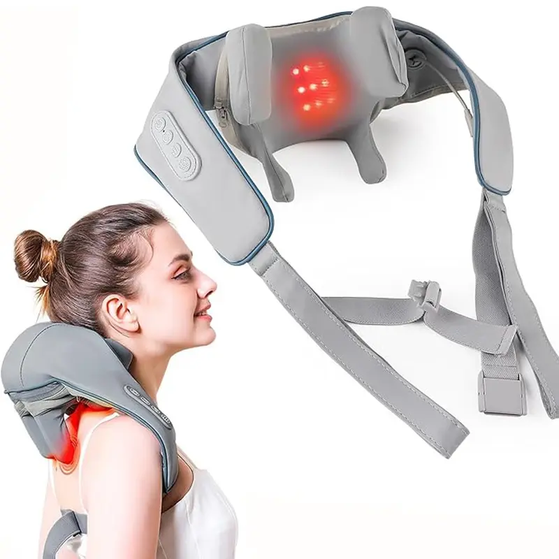 (NET) Rechargable Shiatsu Neck and Shoulder MassagerGrey