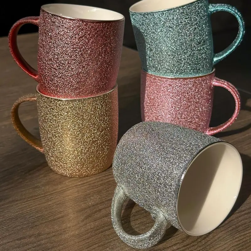 (Net) Shiny Ceramic Mug - 350ml of Elegance and VersatilityPink