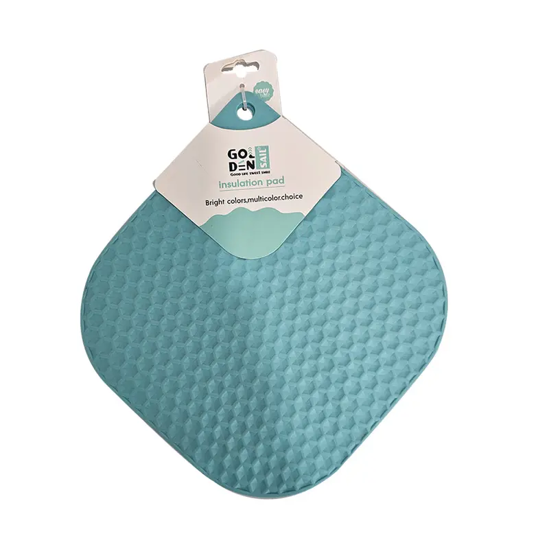(net) Square Insulation Pad Silicone Placemat Heat Resistant Foldable Anti Slip Silicone Hot Mat 2pcsBlue