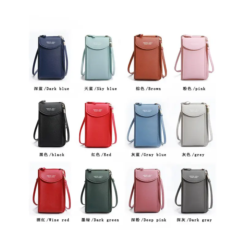 **(NET)** / 22FK209 / Large Capacity Phone Clutch Bag Travel Card Holder Passport Wallet Small Crossbody Cell Phone Purse For Women / KC22-246Red