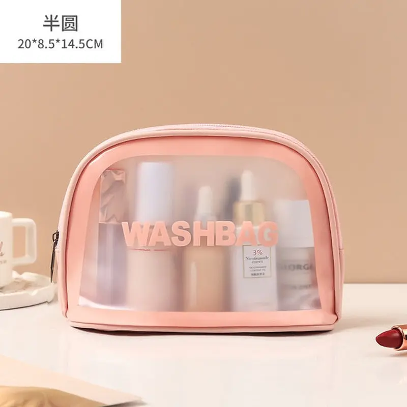 **(NET)**Multifunction Portable Small Pu Frosted Waterproof Cosmetic Bag / KC22-237Pink