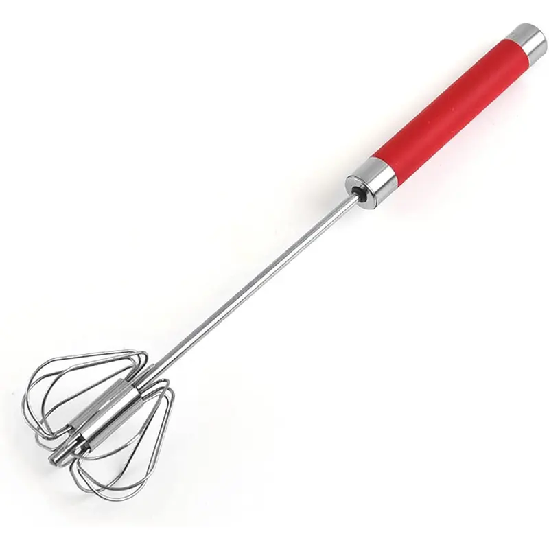 **(NET)** Stainless Steel Household Egg Beater Manual Kitchen Cream Beater Egg Mixer / 22FK180Red