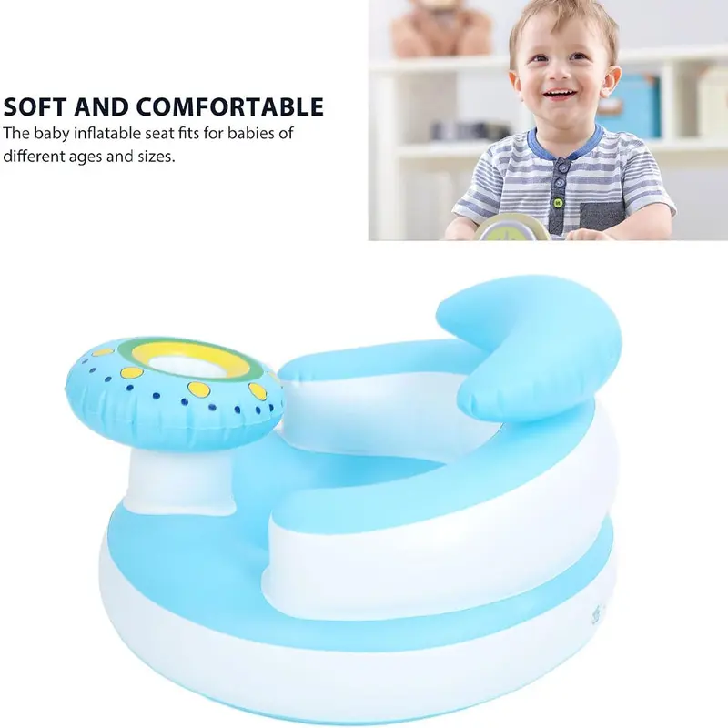 Baby Inflatable Chair PVC Infant Support Folding Toddler Bath ChairBlue