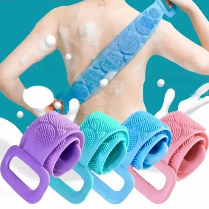 Body Silicone Brush Scrub Body Exfoliating Back SpongePurple